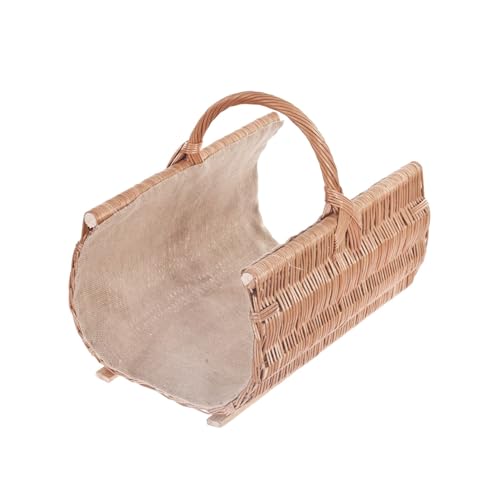 e-wicker24 Alles aus Weide Panier à bûches en osier buff,panier à bois de cheminée ovale (50 x 36 H: 29/40, Naturel_jute)