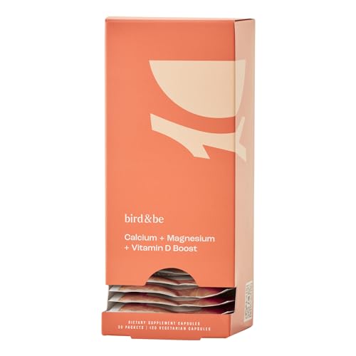 bird&be Calcium + Magnesium + Vitamin D3 Supplement | Bone Strength & Muscle Relaxation | Pregnancy & Breastfeeding Safe | Leg Cramp Relief + Sleep Support | Bioavailable Mineral Boost | Vegan