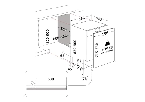 Bauknecht BK7IA115B2M6L0 Vollintegrierbarer Geschirrspüler 60 cm/ 15 Maßgedecke/ 7 Standardprogramme und 3 Sensorprogramm/PowerClean Pro/NaturalDry/MaxiSpace - Innenraum, schwarz