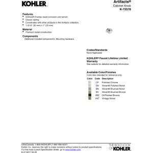 Kohler K-72578-CP Artifacts Cabinet Knob, Polished Chrome - Image 4