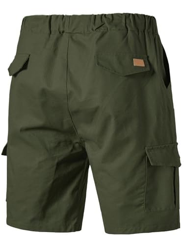 Shorts cargo casual de algodón para hombre con cintura elástica miniatura 3