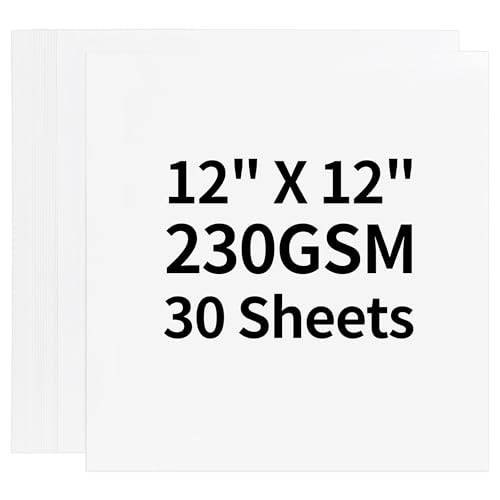 30 Blatt weißer Karton – 12 x 12 Zoll, schweres 230 g/85 lb-Umschlagkartonpapier, perfekt für Scrapbooking, Basteln, Visitenkarten, UAP05WH030