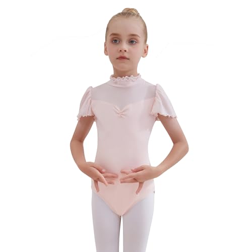 Tancefair Body Danza Claasica Vestito da Balletto Leotards per Bambine Ginnastica Leotards Ragazza Vestito da Balletto Manica a volant Ginnastica Abito da ballo 2-13 Anni