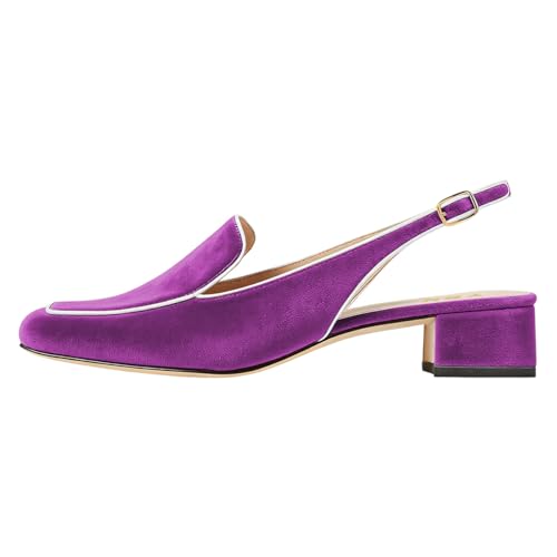 Image of YDN Women Closed Square Toe Block Low Heels Slingback Formal Loafer Dressy Shoes Office Lady Pump Size 4-15 US
