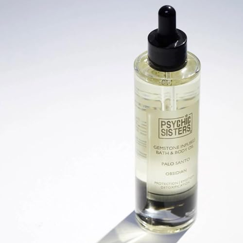 Huile de bain et corps Palo Santo obsidienne noire Psychic Sisters pour massage relaxant