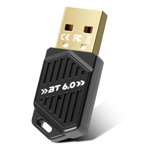 Glitfix Adaptador 6.0 Bluetooth para PC, Bluetooth USB Stick Dongle, Baja Latencia, Compatible con Windows 11/10/8.1/7, Compatible con Bluetooth 5.4, 5.3, etc, para Auriculares, Ratones (C)