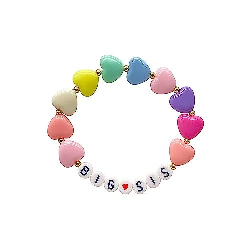 Image of Colorful Big Sister Bracelet Little Sister Bracelet Letter Beads and Heart Beads Bracelet Y2K Jewelry Gifts for Women