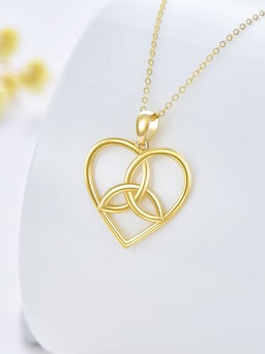 14K Solid Gold Heart/Double hearts/Crystal/Celtic Knot/Y Lariat/Diamond Dainty Heart Necklace for Women Her Lover Mom Anniversary Christmas Birthday Gifts2