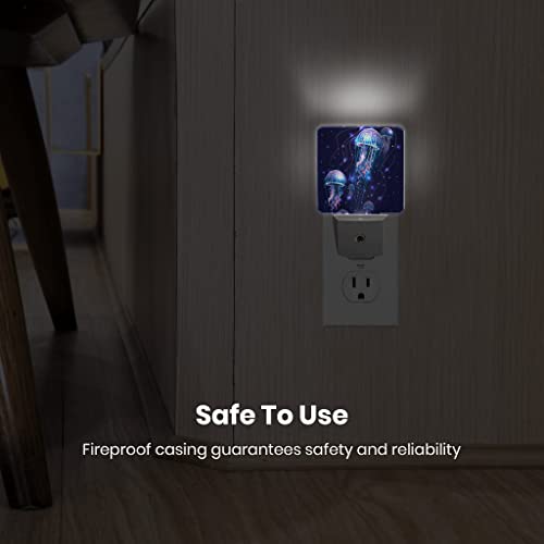 Caifujiqi Glowing Vivid Transparent Jellyfishes Plug-In Night Light Dusk To Dawn Smart Sensor White Led Nightlight For Bedroom Bathroom Kitchen Hallway Stairs Hallway Energy Efficient Decor Desk Lamp #TOP5