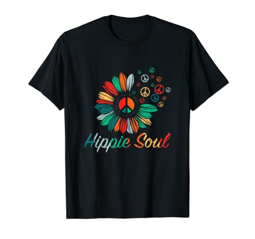 Hippie Soul Peace Girasol Stay Trippy 70s Style Vintage Camiseta