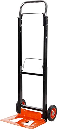 Image of BLACK+DECKER BXWT-H305 Aluminium Handtruck, 90kg Load Capacity, Heavy Duty Truck with Rubber Wheels, Telescopic Handle & Foldable Base Plate, Open Dimn: 42.5x38.5x97.5 cm, Folded Dimn: 20x38x70.5 cm