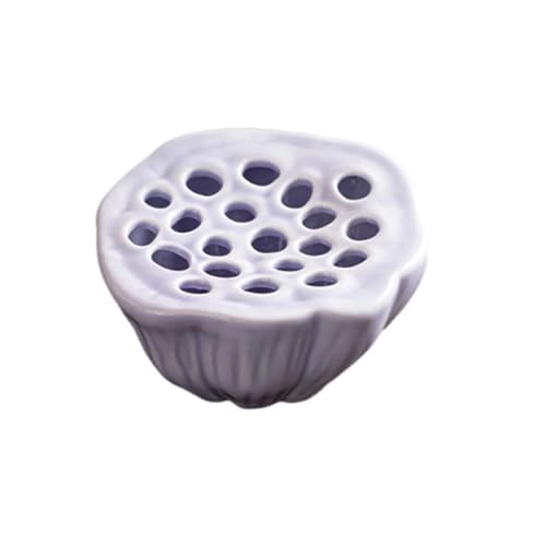 Handmade Lotus Ceramic Vietri Vase - Zen Floral Arrangement Art with Lotus Pod Decorative Ikebana Vase for Home Office Table Centerpiece (Violet)