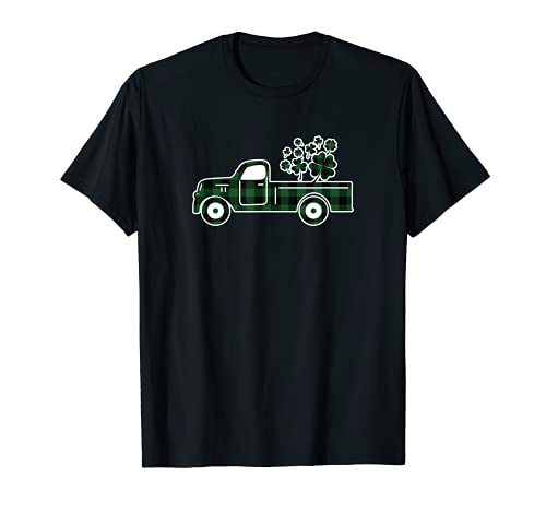 Camioneta negra verde Buffalo Plaid St Patricks Day Truck 2021 Camiseta