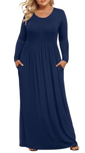 Image of LONGYUAN Women's Plus Size Maxi Dresses for Curvy Women Casual Long Dress XL-6XL