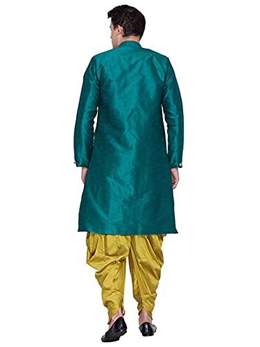 Elina fashion Men's Indian Banglori Silk Kurta Pajama Stitched Readymade Set Diwali Puja Traditional Wear2