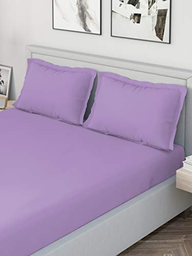 Image of DDECOR - Solids 180TC 100% Cotton Double Bedsheet with 2 Pillow Covers, King Size, Purple