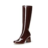 DREAM PAIRS Women's Gogo Boots Square Toe Chunky Wide...