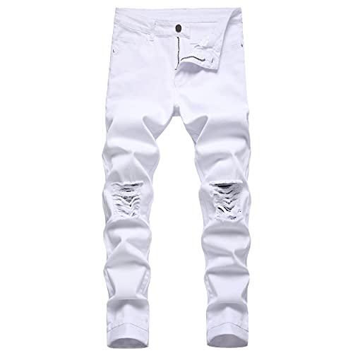 Men's Skinny Ripped Jeans Slim Fit Distressed Stretch Denim Pants