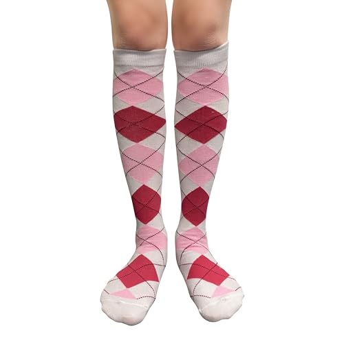 Image of Couver Women's Argyle Knee High Socks - Soft Acrylic Over the Calf Tube Style Socks for Casual Athletic - One Size