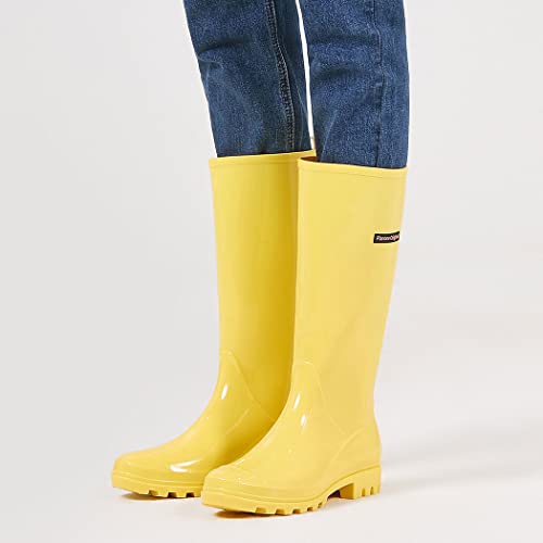 Image of planone Tall Rain Boots Women Fashion Waterproof Boots for Women Light Outdoor Garden Shoes Muck Boots for Ladies Non Slip Work Shoes Rubber Boots with Premium Comfort Insole