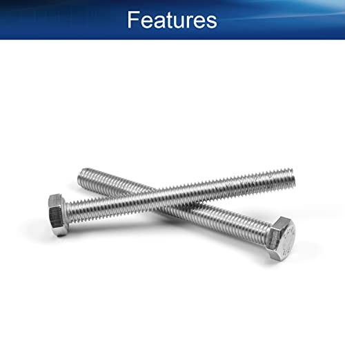 Image of Bettomshin 10Pcs M8 x 80mm Hex Bolts, 304 Stainless Steel 1.25mm Thread Pitch Fully Threaded Metric Hex Head Screw Bolts, Hexagon Screw Bolt, Hex Tap Bolts, Silver, A2-70 (Overall Size 85.3x13x13mm)