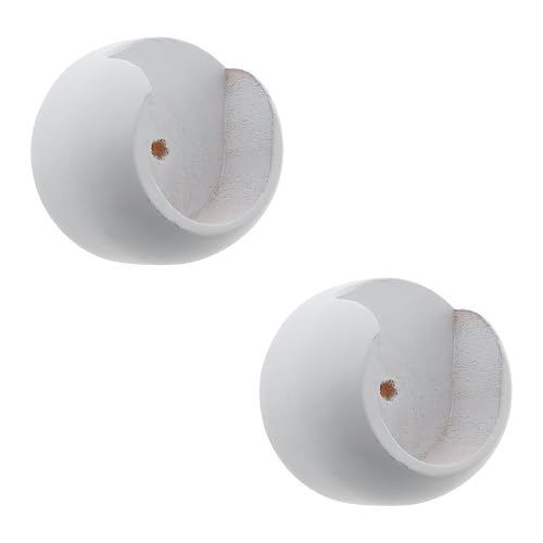 GIRASOLE HOME Support de rosette mural 30 mm en bois pour tige de diamètre jusqu'à 28 mm, 2 pièces (blanc)