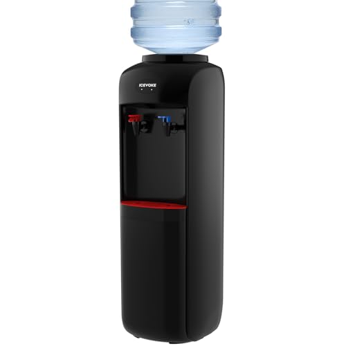 ICEVOKE Hot & Cold Water Dispenser, Top Loading Water Dispenser for 3 or 5 Gallon Bottles, Top Load...