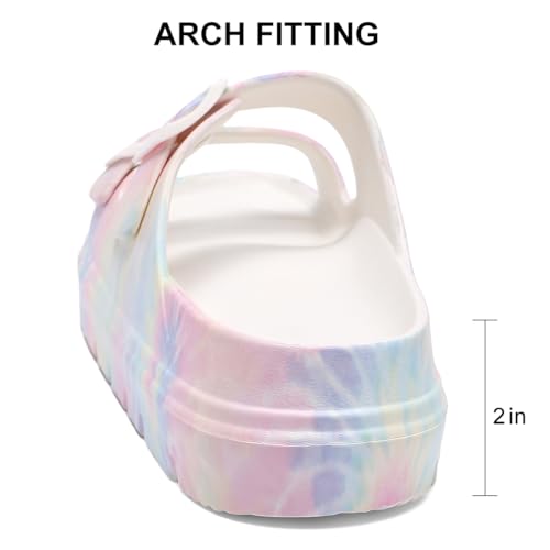 Pillow Sandals for Women Tie-dye EVA Platform Slides with Adjustable Double Buckle and Arch Support for All-Day Comfort3