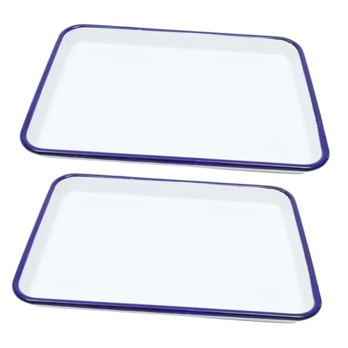 GRIRIW 2 Piezas Bandeja para hornear esmaltada Pan de cocción de esmalte Pan de cocción rectangular sartenes mini moldes para pasteles con tapas bandeja de hornear molde para panqueques