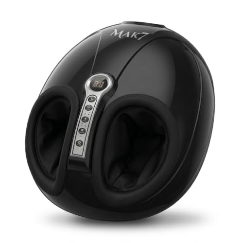 Image of MAK7 Foot Massager Machine [50W]with Deep Kneading, Air Compression & Heat Therapy | Electric Foot Massage Machine with LCD Controls | Fits Most Indian Feet up to 28 cm (Size 11) | Black