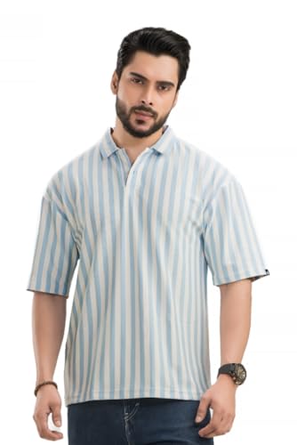 Image of Imperial Striped Off Shoulder Polo T-Shirt