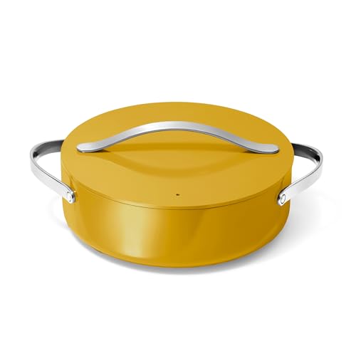 Image of Caraway Rondeau - 6 Qt Non-Stick Pan with Lid - Free From Forever Chemicals - Perfect for Searing, Braising, & Roasting - Marigold