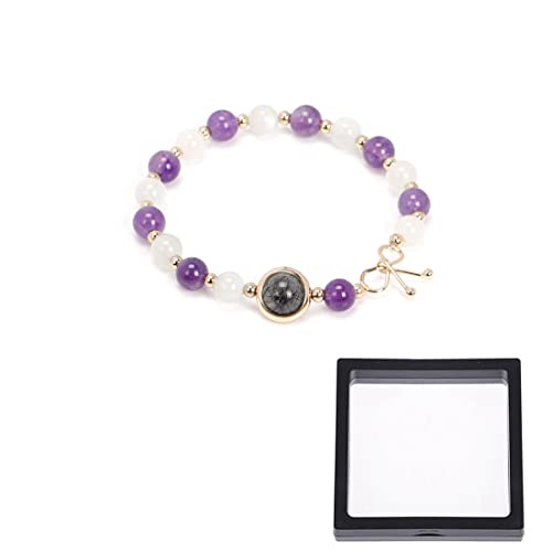 Bracelets D'améthyste pour Femmes, Moonstone Amethyst Bracelet, Bracelet D'améthyste De La Lune De Lune, Bracelet D'améthyste, Bracelet Amethyste Pierre Naturelle Cover