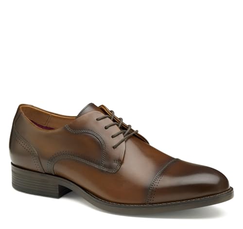 Johnston & Murphy Men's Hawthorn Cap Toe Lace-Up Dress Shoe, Tan Full Grain, 11.5