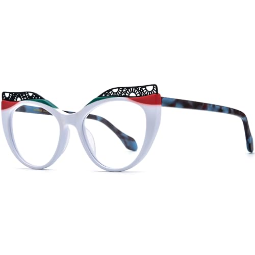 Image of HEPIDEM Multicolor Acetate Glasses Frame Women Cat Eye Eyeglasses Men Optical Spectacles 9291