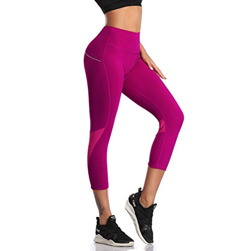 DAYOUNG Women's Bike Tights 3D Padded Leggings Capri Cycling Bicycle Breathable Quick Dry Shorts UPF 50+ Y45-Rose-XL