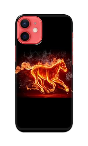 Image of Plastic Printfidaa Printed Hard Back Cover Case For Apple iPhone 12 Mini Back Cover (Fiery Horse) -112,Multicolor