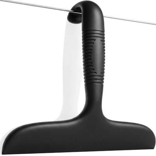 Image of Shower Squeegee for Glass Doors, No-Drill Hanging Shower Door Cleaner for Glass,Silicone Bathroom Squeegee with Built-in Hook, Window, Mirror, Tile, Streak-Free Wiper, Black