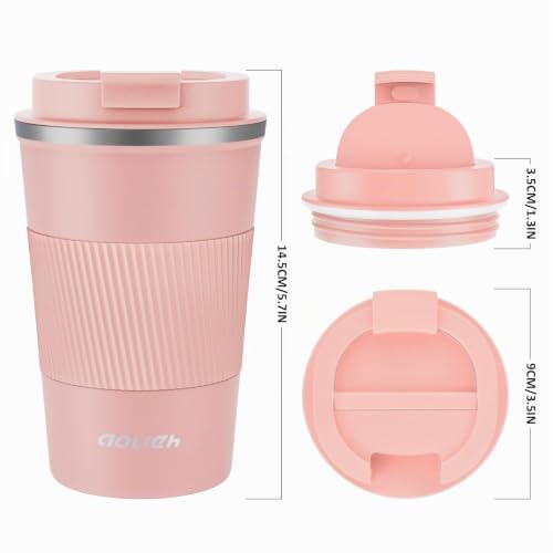 Aolieh Thermobecher 380 ml, Kaffeebecher to Go aus Edelstahl mit auslaufsicherem Deckel… – Ansicht 5
