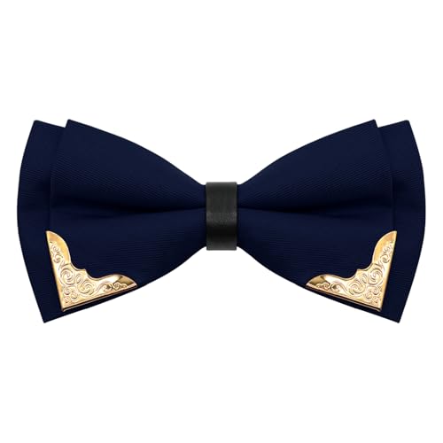Image of Bow Ties for Men Women Metal Gold Bowtie, Pre Tied Mens Bow Tie Tuxedo Bowties Men for Prom Wedding Party