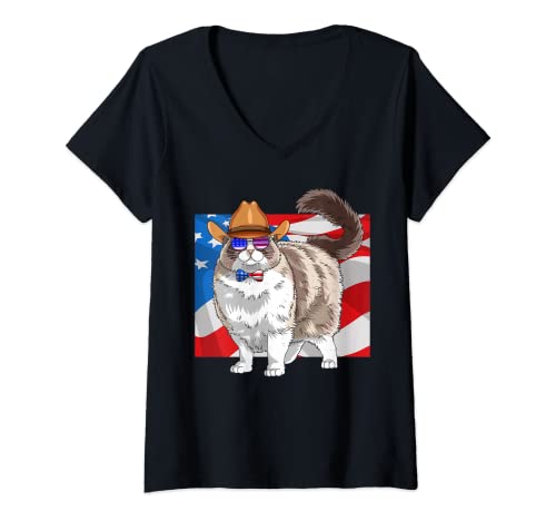 Una fantastica maglietta da gatto simile a un cucciolo del 4 luglio Merica per uomini, Donne, amanti dei gattini, e bambini che cercano un divertente design patriottico del gattino della bambola del 4 luglio USA Rag del 4 luglio.