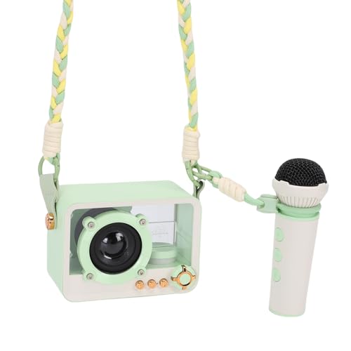 Jectse Tragbarer Bluetooth-Lautsprecher, Mikrofon-Set, Transparentes Gehäusedesign, Stereo-Surround-Sound, 12 Stunden Wiedergabe, für Zuhause, Reisen, Camping, mit Li- mit Großer (Green)