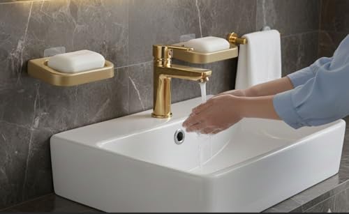 Image of Soap Dish (Wall Mount Big Soap Dish (Golden) Set of 2)