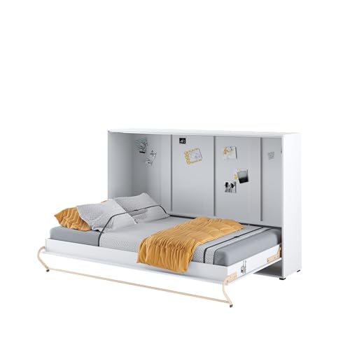 Homlando Lenart Schrankbett - Wandbett Concept Pro CP05 120x200 cm - Schrankklappbett Horizontal - Schrank mit integriertem Klappbett - Funktionsbett (Weiß Matt)