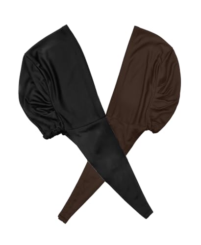 Image of Mehar Women's Hair Ponytail Cap Set of 2 | Soft Stretchable Polyester Hijab Inner Cap | Adjustable Tie-Back | Scarf & Helmet Inner | One Size Fits All