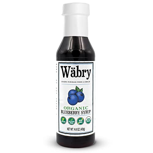 Image of Wabry Blueberry Syrup - 14.9oz (420g), Natural Fruit Flavor Organic Snow Cone Syrup for Drizzling on Shaved Ice, Waffles, Ice Cream & Lattes, Non-GMO, Dye-Free Vegan Syrups, 12 Servings Per Bottle