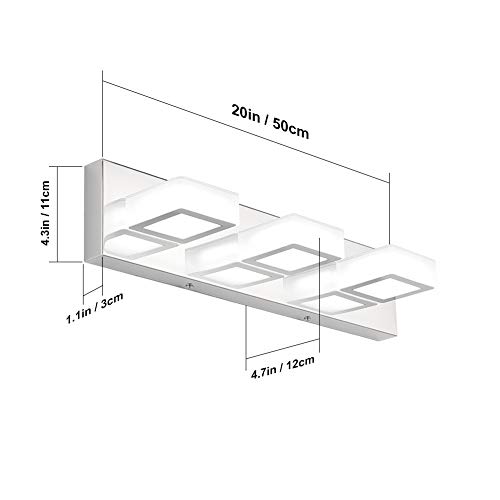 Image of Ralbay Modern LED Chrome Vanity Light Acrylic Stainless Steel for Bathroom Vanity Lighting Fixtures Cool White 6000K