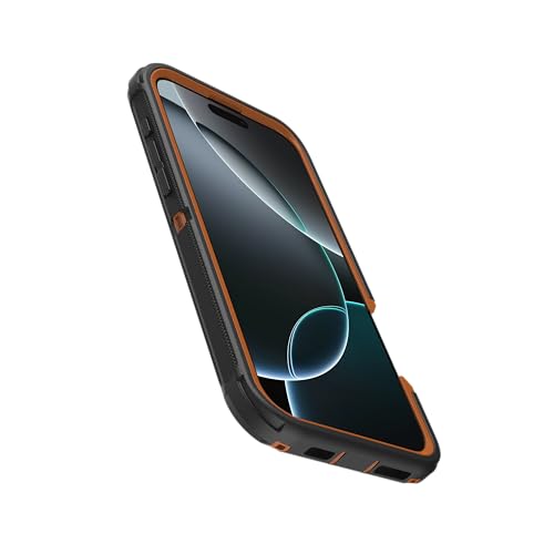 Image of OtterBox iPhone 16 Pro Max (Only) Defender Series MagSafe Case - Iron Eclipse (Black & Orange) - Built-in Magnets - Screenless - Rugged & Durable - with Port Protection