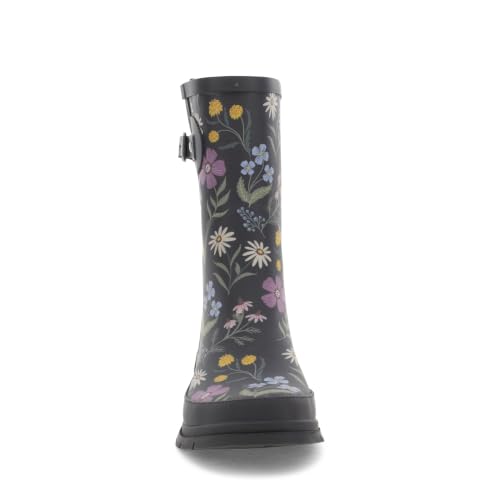 Image of Western Chief Women's Waterproof Mid Rain Boots | Ladies pull on mid rain boots with adjustable buckle, cushioned insole, and rubber outsole for wet weather and outdoor wear.