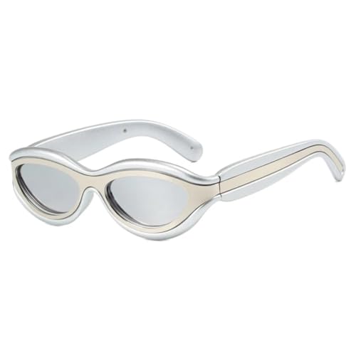 Lunettes de soleil ovales punk argentées avec protection UV400